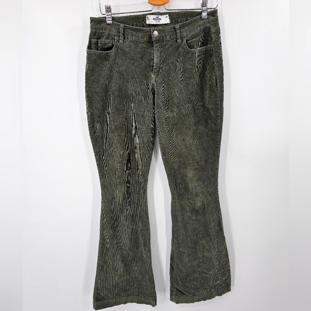 Hollister Forest Green Corduroy Wide-Leg Low Rise Pants Size 29